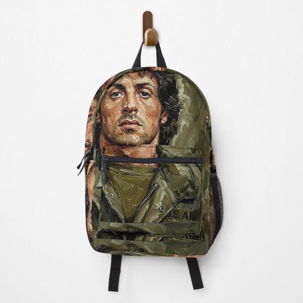 Item preview, The Ultimate Survivor: Sylvester Stallone Rambo Military Impasto Portrait designed and sold by Art's Diner.