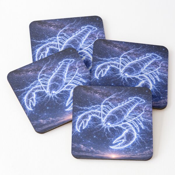 Item preview, Cancer Zodiac Lightning Crayfish – Electric Water Sign Constellation in the Night Sky designed and sold by SpicyWind.