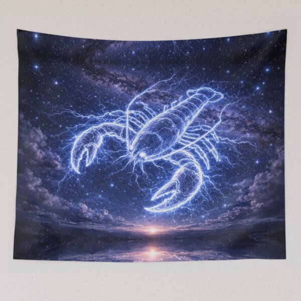 Item preview, Cancer Zodiac Lightning Crayfish – Electric Water Sign Constellation in the Night Sky designed and sold by SpicyWind.
