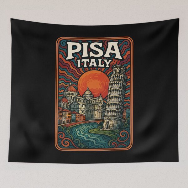 Item preview, Pisa Italy Retro Trippy Art Travel designed and sold by TomFrontierArt.