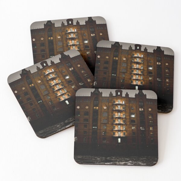 Item preview, Brickstone warehouse illuminated at night with frozen Canal designed and sold by Justharry.