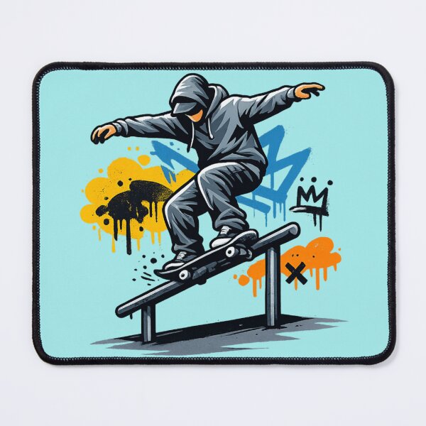 Item preview, Street Skater Grinding Rail Graffiti Art designed and sold by HubiUrbanStudio.