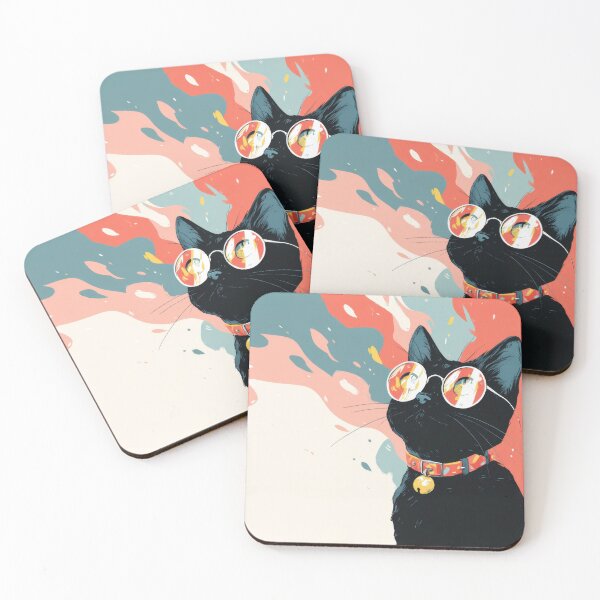 Item preview, Black cat wearing glasses sits designed and sold by anytka.