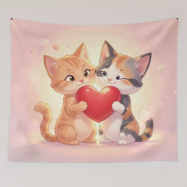 Item preview, Two cats hugging a heart designed and sold by Marcu Ioachim.