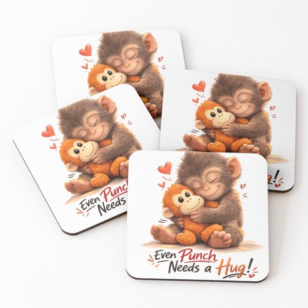 Item preview, Cute Baby Monkey Hugging Plush Toy – Even Punch Needs a Hug – Adorable Kawaii Animal Art designed and sold by FlipFit.