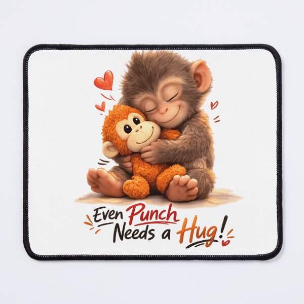 Item preview, Cute Baby Monkey Hugging Plush Toy – Even Punch Needs a Hug – Adorable Kawaii Animal Art designed and sold by FlipFit.
