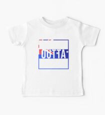 Straight Outta St Georges Basin Retro Style - Gift For An Australian From St Georges Basin in New South Wales , Design Has The Australia Flag Embedded Baby Tee