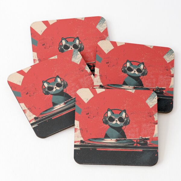 Item preview, Cool cat on turntable with sun rays designed and sold by anytka.