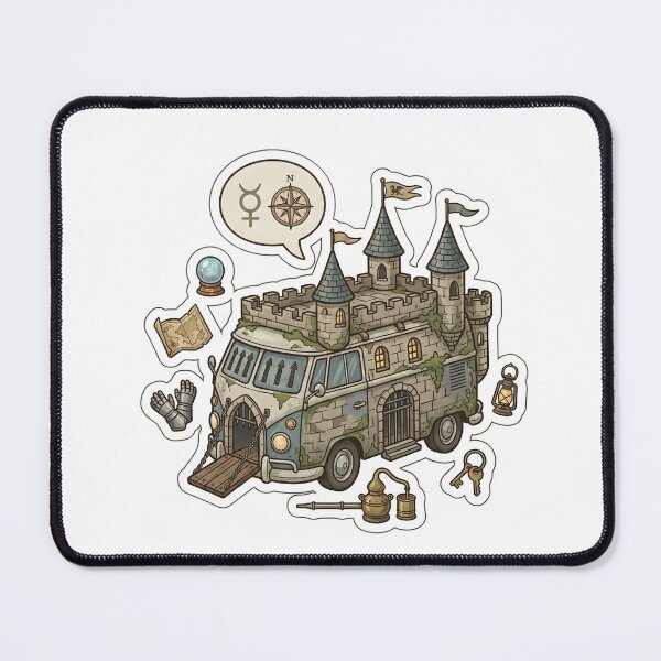 Item preview, Medieval Fantasy Castle Retro Camper Van designed and sold by Kvarny.