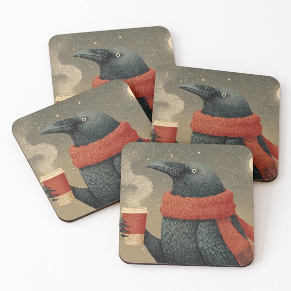 Item preview, Bird enjoys coffee in winter designed and sold by anytka.