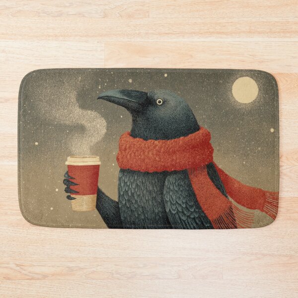 Item preview, Bird enjoys coffee in winter designed and sold by anytka.