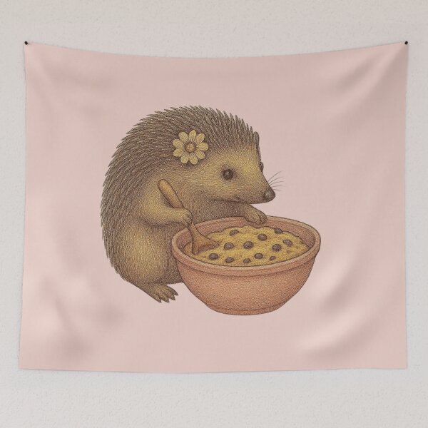 Item preview, Cute Hedgehog Baking Cookies – Kawaii Cozy Kitchen Art designed and sold by Aloloco.