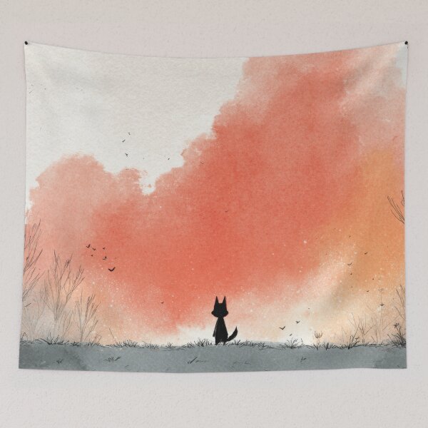Item preview, Fox stands in front of sunset sky designed and sold by anytka.
