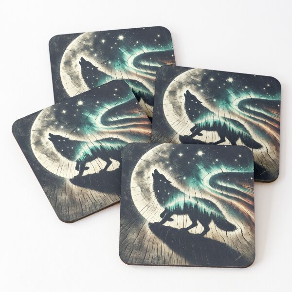 Item preview, Wood Texture Northern Lights Wolf, Ai Generated Art   designed and sold by ACC .