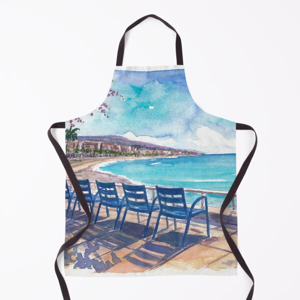 Item preview, Nice France Promenade des Anglais Travel Art with Blue Chairs designed and sold by artshop77.
