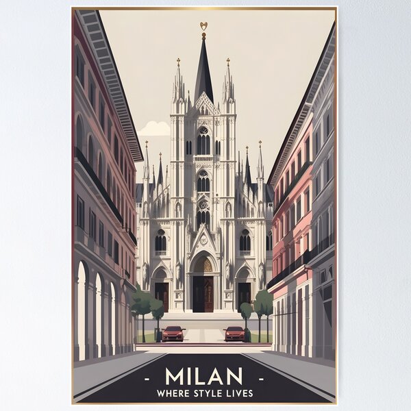 Item preview, Milan Duomo Vintage Fashion Italy Vintage Travel Poster Italy History  designed and sold by MapSoul.