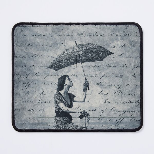Item preview, Rainy Day Bicycle Girl Collage – Romantic Vintage Aesthetic Wall Art, Old Letter Postcard Style Print, Cozy Room Decor designed and sold by art2print.