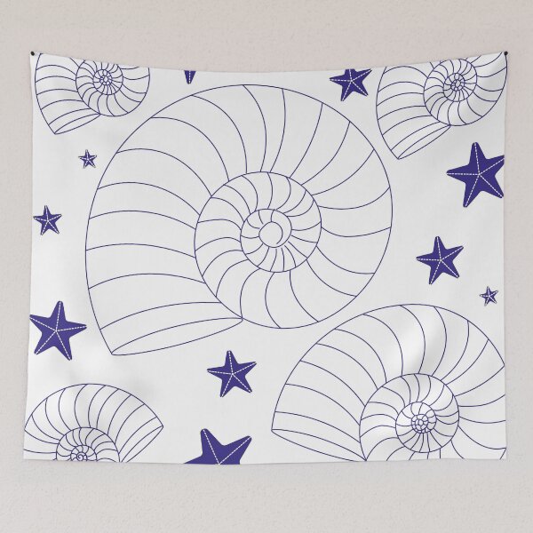 Item preview, Indigo Nautilus Shell Pattern – Coastal Ocean Minimalist Seashell & Starfish Aesthetic Design designed and sold by SurfaceLab.