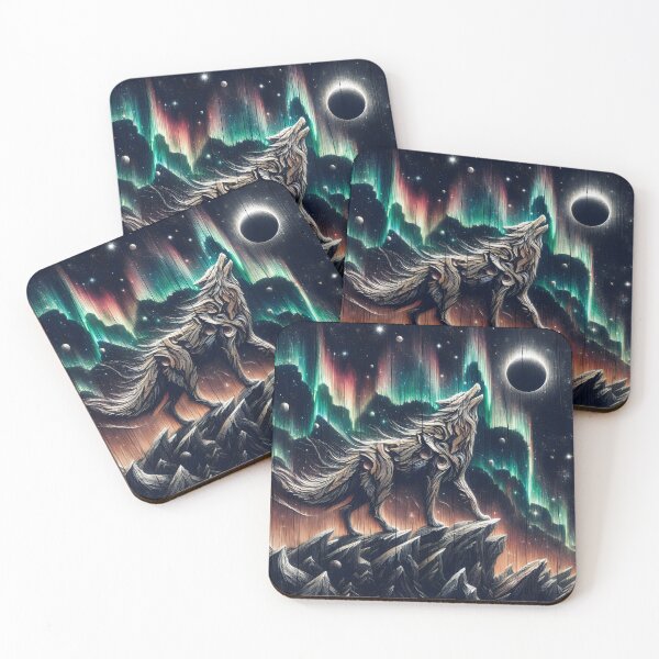 Item preview, Wood Texture Northern Lights Wolf, Ai Generated Art   designed and sold by ACC .