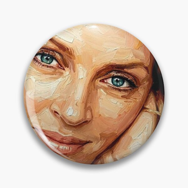Item preview, The Ethereal Muse: Uma Thurman Golden Impasto Portrait designed and sold by Art's Diner.