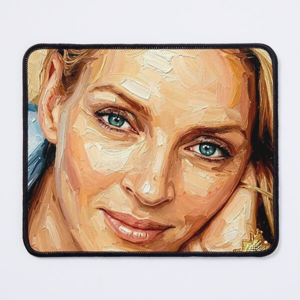 Item preview, The Ethereal Muse: Uma Thurman Golden Impasto Portrait designed and sold by Art's Diner.