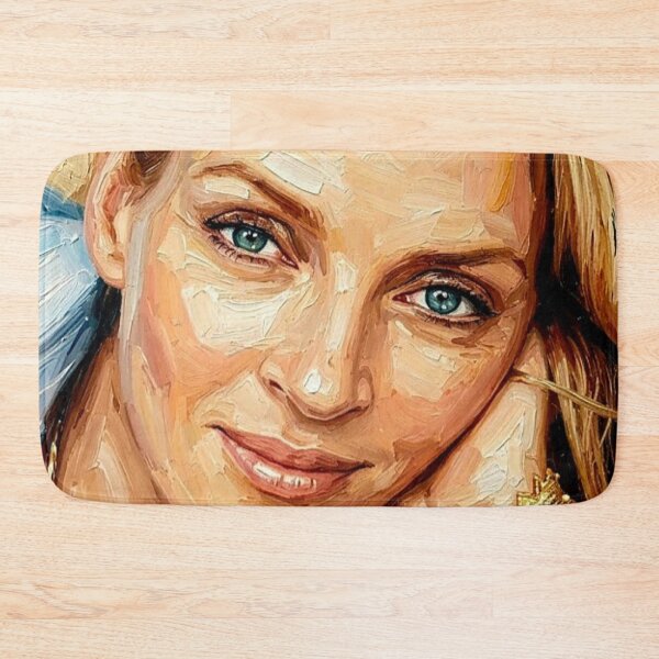 Item preview, The Ethereal Muse: Uma Thurman Golden Impasto Portrait designed and sold by Art's Diner.