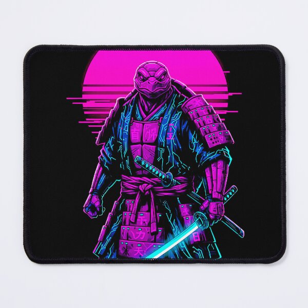 Item preview, Cyberpunk Turtle Samurai Synthwave Neon Art Print designed and sold by graphixpolash.