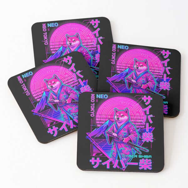 Item preview, Cyber Shiba Inu Samurai Aesthetic Neon Synthwave Art designed and sold by graphixpolash.