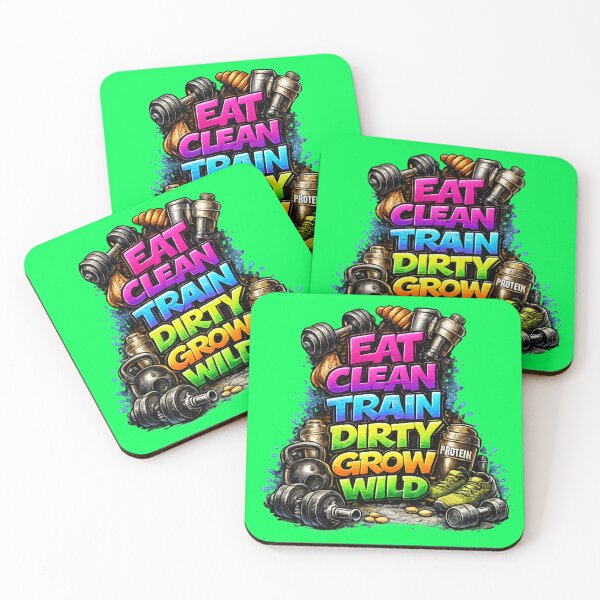 Item preview, Eat Clean Train Dirty Grow Wild – Colorful Gym Motivation Fitness Design designed and sold by Gym4Studio.