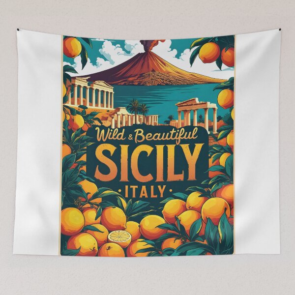 Item preview, Sicily Mount Etna  Fashion Italy Vintage Travel Poster Italy History sicilia designed and sold by MapSoul.