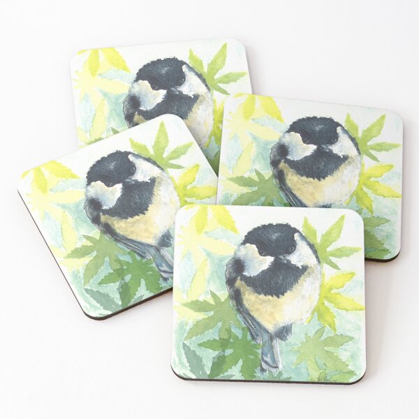 Item preview, Black-capped chickadee and leaves designed and sold by H.E.R.STUDIO.