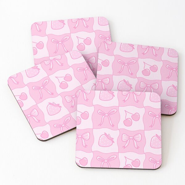 Item preview, Pink seamless repeat pattern coquette strawberry cherry bow designed and sold by ButterflyKissCollab.