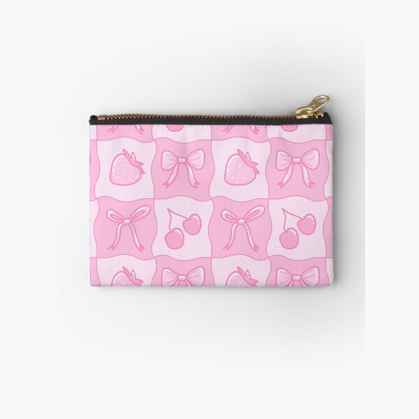 Item preview, Pink seamless repeat pattern coquette strawberry cherry bow designed and sold by ButterflyKissCollab.