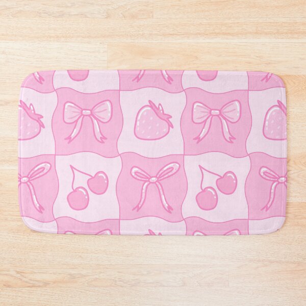 Item preview, Pink seamless repeat pattern coquette strawberry cherry bow designed and sold by TipsyTauroDesigns.