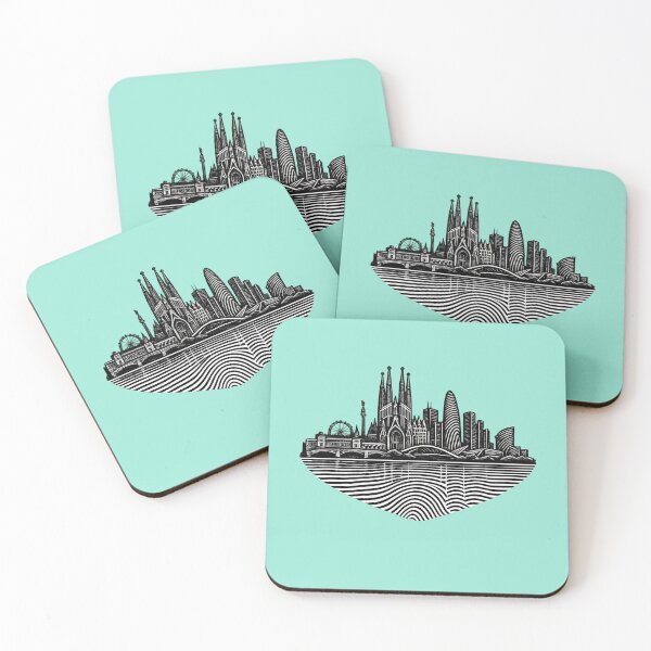 Item preview, Barecelona Fingerprint Skyline | Modern City Print | Minimalist Urban Art | City Identity Wall Art | City Prints Series designed and sold by Dream Circuit .