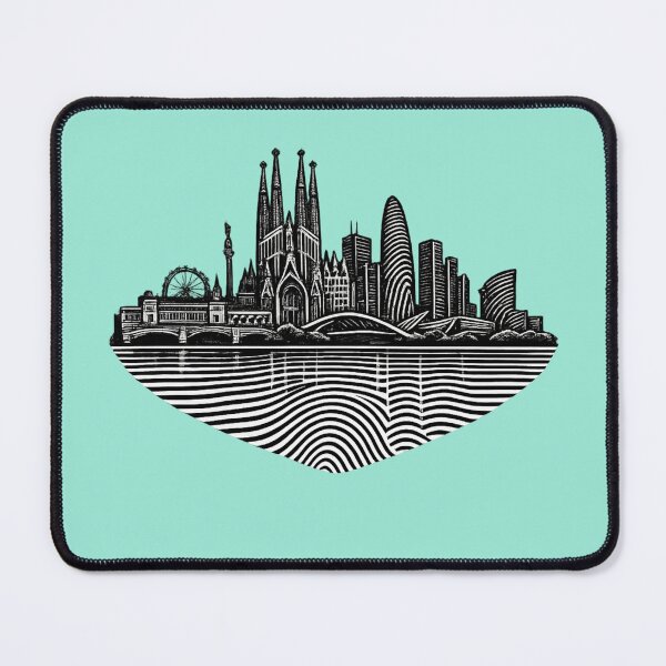 Item preview, Barecelona Fingerprint Skyline | Modern City Print | Minimalist Urban Art | City Identity Wall Art | City Prints Series designed and sold by Dream Circuit .
