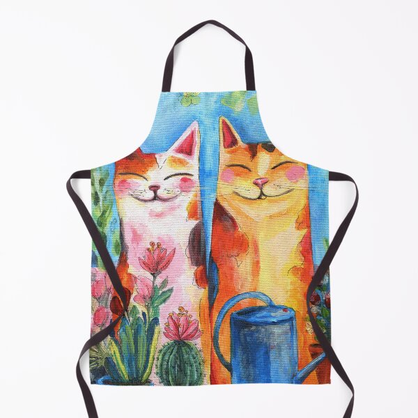 Item preview, Happy Garden Cats – Smiling Ginger Kittens with Cactus and Flowers, Joyful Colorful Illustration designed and sold by AlisaArtDecor.