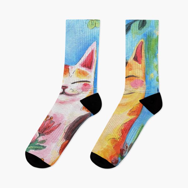 Item preview, Happy Garden Cats – Smiling Ginger Kittens with Cactus and Flowers, Joyful Colorful Illustration designed and sold by AlisaArtDecor.