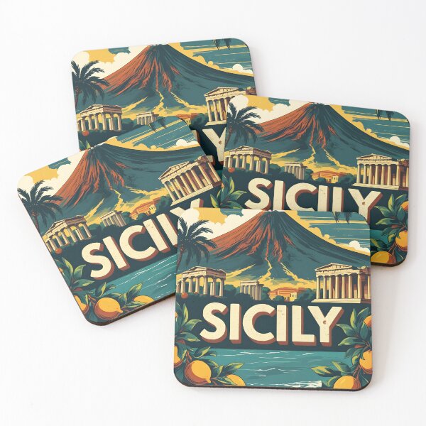 Item preview, Sicily Mount Etna  Fashion Italy Vintage Travel Poster Italy History sicilia designed and sold by MapSoul.
