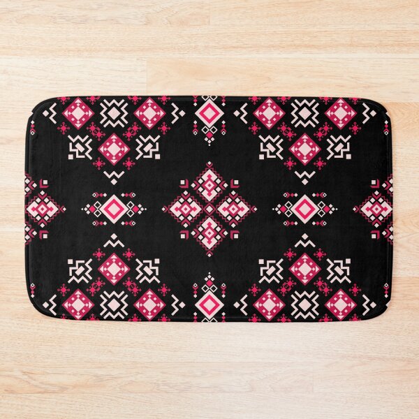 Item preview, Luxury tribal geometric pattern with ethnic folk ornament, modern boho rug design in black, red and pink color designed and sold by kasune-shop.