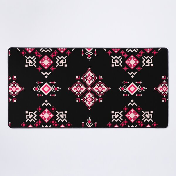 Item preview, Luxury tribal geometric pattern with ethnic folk ornament, modern boho rug design in black, red and pink color designed and sold by kasune-shop.