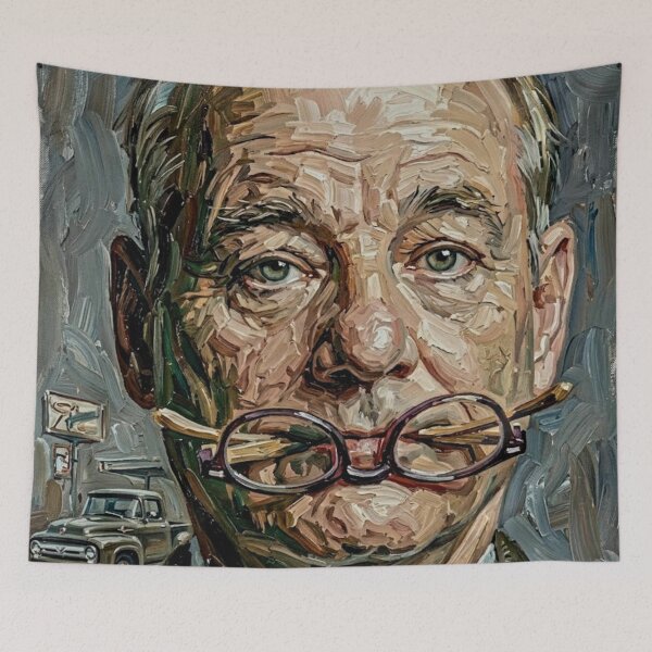 Item preview, The King of Deadpan: Bill Murray Spectacles Impasto Portrait designed and sold by Art's Diner.