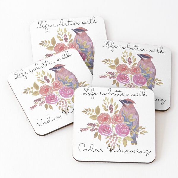 Item preview, Cedar Waxwing with Floral Bouquet – Vintage Botanical Bird designed and sold by ArcticFoxStudio.