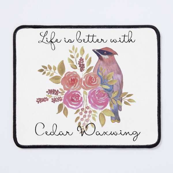Item preview, Cedar Waxwing with Floral Bouquet – Vintage Botanical Bird designed and sold by ArcticFoxStudio.