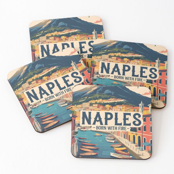 Item preview, Naples Vesuvius Vintage Travel Poster Italy pizza belli designed and sold by MapSoul.