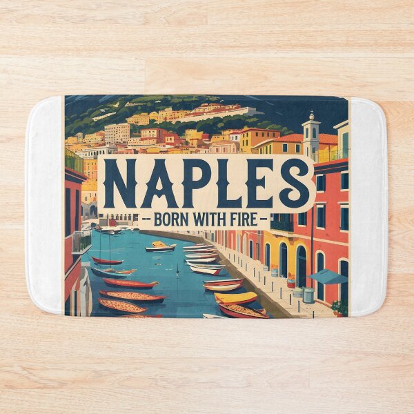 Item preview, Naples Vesuvius Vintage Travel Poster Italy pizza belli designed and sold by MapSoul.