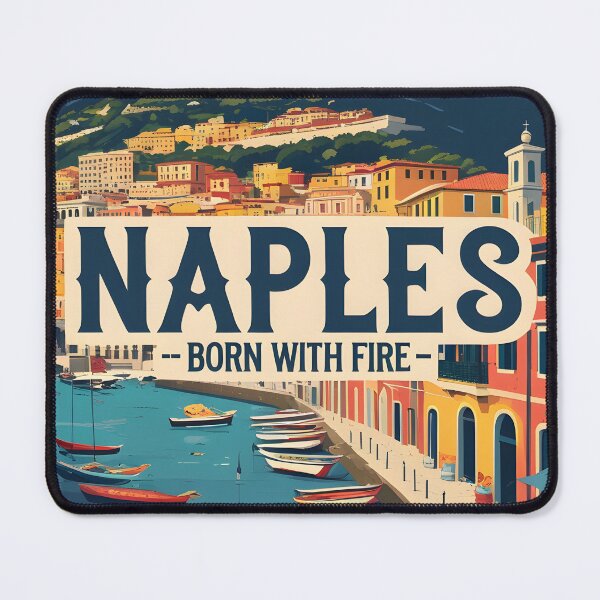 Item preview, Naples Vesuvius Vintage Travel Poster Italy pizza belli designed and sold by MapSoul.