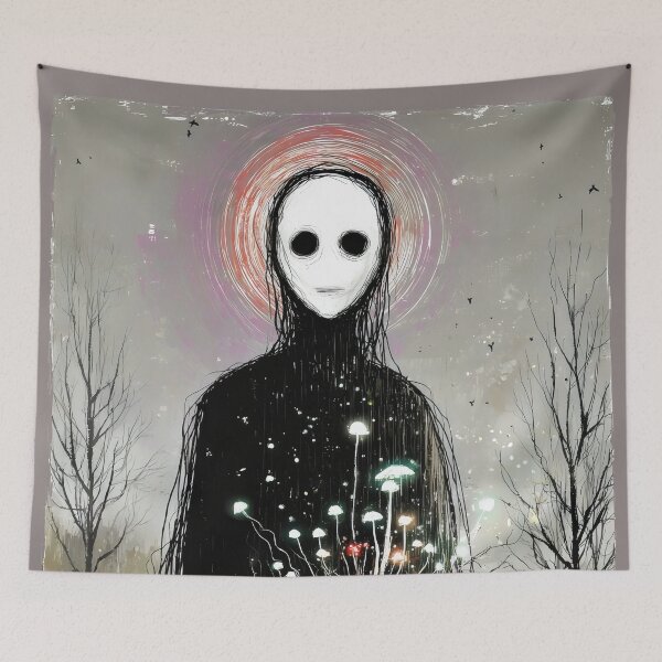Item preview, Artistic Eerie Faceless Figure Holding Glowing Mushrooms designed and sold by Shoot-The-Moon.