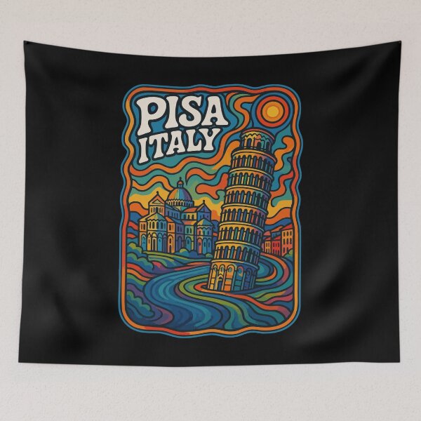 Item preview, Pisa Italy Psychedelic Trippy Art Travel designed and sold by TomFrontierArt.