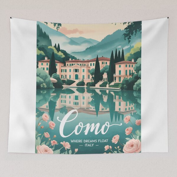 Item preview, Lake Como Dreamy Romantic Travel Poster Italy lago di como designed and sold by MapSoul.